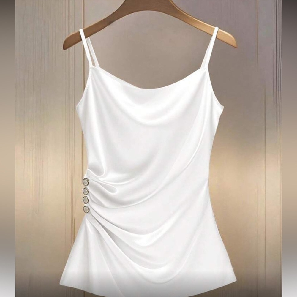 Elegant White Satin Camisole Top